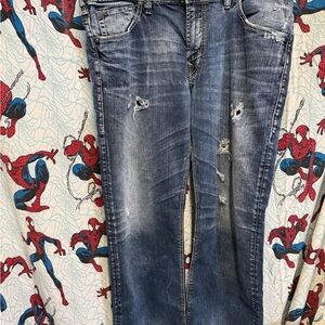 Silver Jeans Men's Relaxed Fit Distressed Denim 38/32 read description